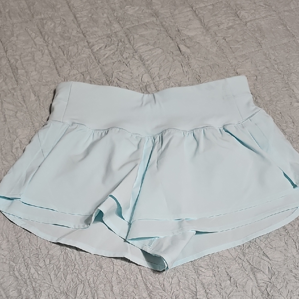 Women’s Light Blue Layered Ruffle Skort with Stretch Waistband